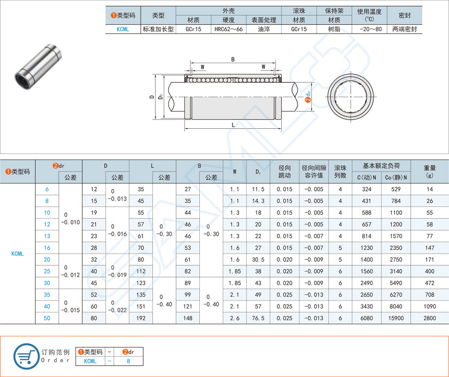 直線軸承，加長(zhǎng)軸承型